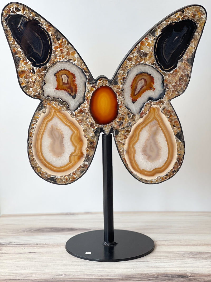 Agate Slice Butterfly on Stand (S)