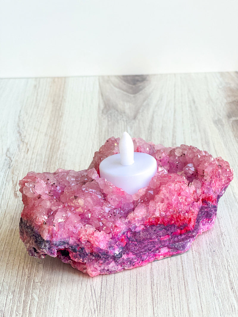 Color-Treated Quartz Candle Holders