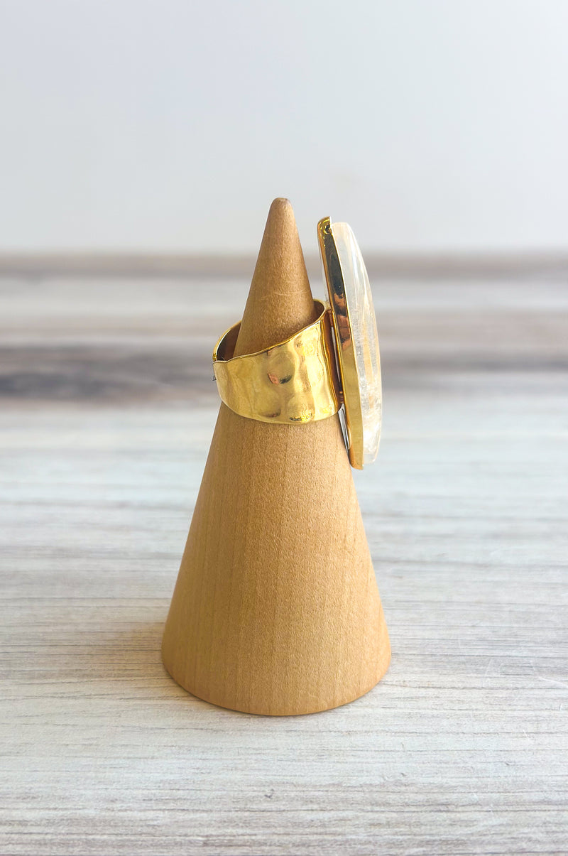 Clear Quartz Marquis Gold Ring