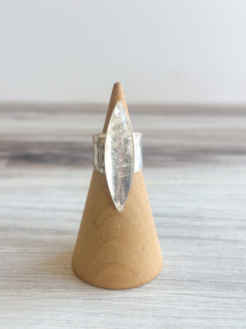 Clear Quartz Marquis Silver Ring