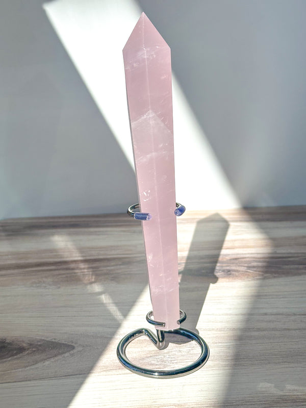 Rose Quartz Wand on Stand