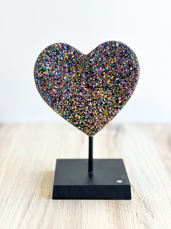 Titanium Aura Heart on Stand