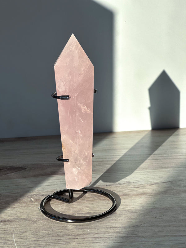 Rose Quartz Wand on Stand