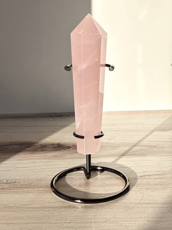 Rose Quartz Wand on Stand