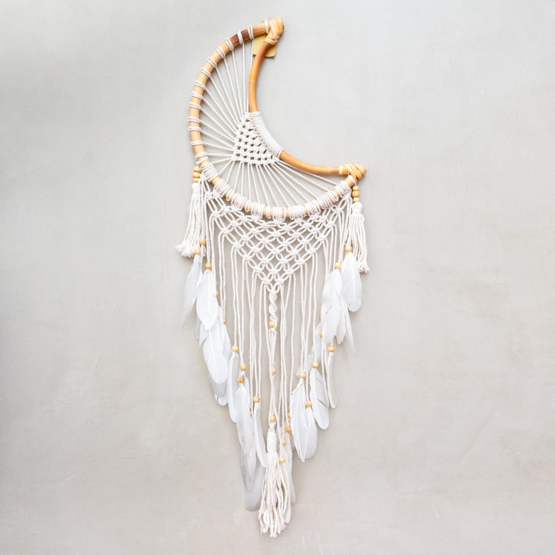 Crochet Macrame Moon Wall Hanging Dream Catcher - 12"